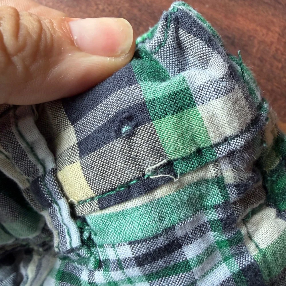 Y2K Golfcore Gymboree Kids Green Plaid Patchwork Cotton Shorts 6-12 Months 2009